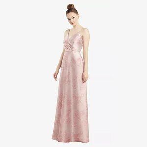Draped Wrap Floral Satin Maxi Dress with Pockets in Bow And Blossom Print